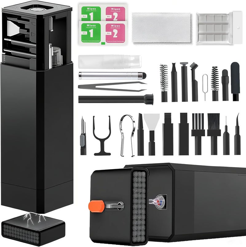 HISSIMO 2026 Upgrade Phone Cleaning Kit 47PCS, iPhone Cleaning Kit, Airbud AirPods Cleaning Kit, Keyboard Cleaning Kit, Charging Port Cleaner for Apple Lightning/Android USB-C (Black) - Image 1